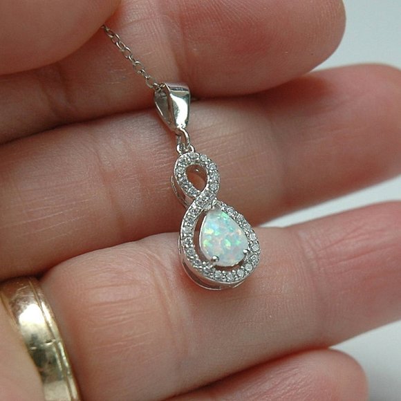 White Lab Opal Infinitive Pendant NEW - Picture 4 of 4